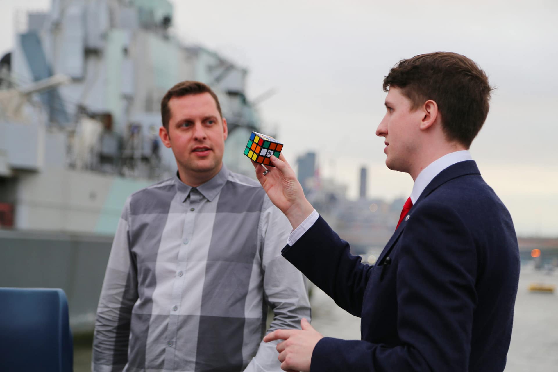 Close-up magician performing table-to-table at an event in London.